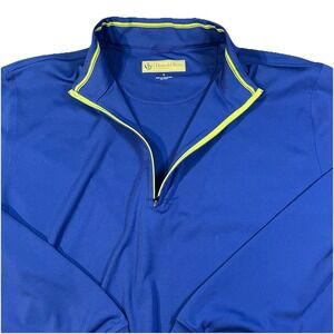 Donald Ross Quarter Zip Mens XLarge Pullover Sweater Blue Golf Stretch XL EUC